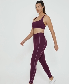 Legging galoes com bolso e zíper roxo profundo Alto Giro - comprar online