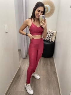 Conjunto top e legging canelada rosa fucsia Obbia