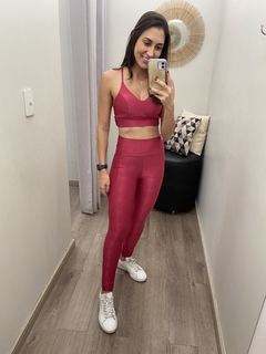 Conjunto top e legging canelada rosa fucsia Obbia - comprar online