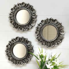 trio de espejos de pared patinados plata - comprar online