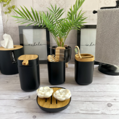 set de baño negro y madera - comprar online