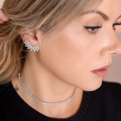 EAR CUFF NAVETES CRISTAL BANHADO A RODIO