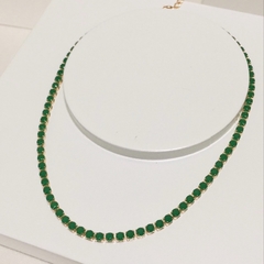 CHOKER RIVIERA 3MM EMERALD BANHADA A OURO