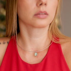 CHOKER ARO OCTOGONO FUSION VERDE BANHADA A RODIO - comprar online