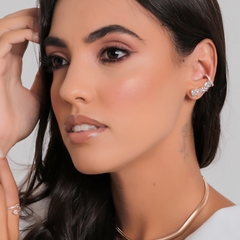 EAR CUFF NAVETES CRISTAIS BANHADO A OURO