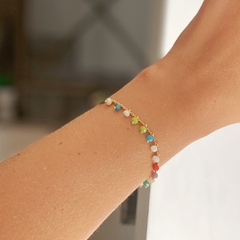 PULSEIRA CRISTAIS COLORS BANHADA A OURO