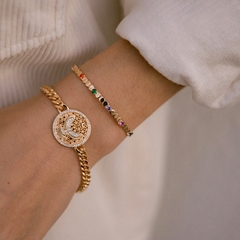 BRACELET PLAQUINHAS REDONDAS COLORS BANHADO A OURO - comprar online