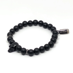 PULSEIRA CAVEIRA BLACK EM PEDRA ÁGATA FOSCA - comprar online