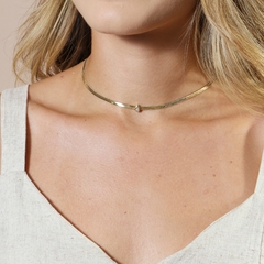 CHOKER FITA LAMINADA GOTINHA 3MM BANHADO A OURO na internet