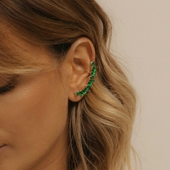 EAR CUFF NAVETES ESMERALD BANHADO A OURO