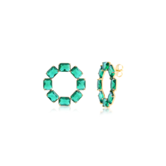 BRINCO FRONTAL ZIRCONIA OCTOGONOS EMERALD - comprar online