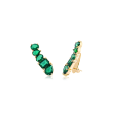 EAR CUFF GOTA/OCT/OVAL EMERALD BANHADO A OURO - comprar online