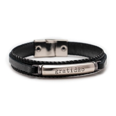 PULSEIRA GRATIDÃO BLACK EM COURO - comprar online