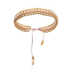 PULSEIRA 2 FILEIRAS ELOS ROSA BB BANHADO A OURO - comprar online