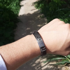 PULSEIRA PAI NOSSO BROWN EM COURO - Le Force semijoias