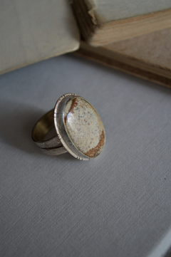 Anillo Mineral Jasper Pictórico ▽ Bronce y Plata ▽ Listo para entregar - tienda online