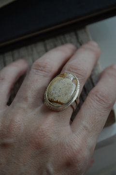 Anillo Mineral Jasper Pictórico ▽ Bronce y Plata ▽ Listo para entregar