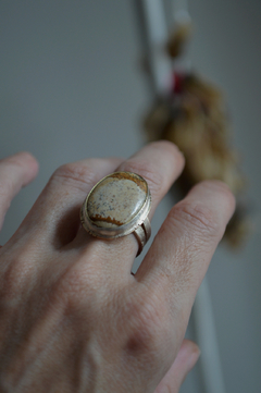 Anillo Mineral Jasper Pictórico ▽ Bronce y Plata ▽ Listo para entregar