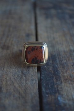 Anillo Mineral Obsidiana Caoba ▽ Listo para entregar