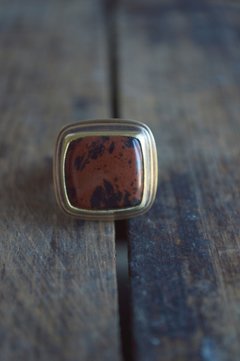 Anillo Mineral Obsidiana Caoba ▽ Listo para entregar