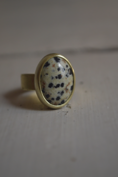 Anillo Mineral jasper dálmata ▽ Listo para entregar