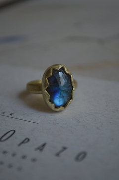 Anillo Mineral Labradorita ▽ Listo para entregar