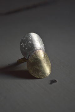Anillo sol y luna bronce fusión plata ▽ Listo para entregar en internet