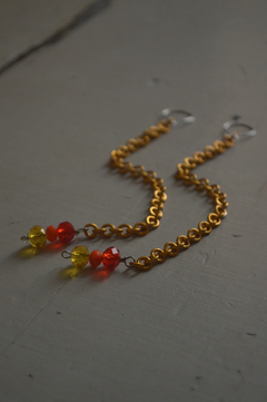 Aros cadena y cristal ▽ Dorados - comprar online