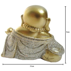 Buda sorridente da riqueza dourado 8cm - Destak Presentes & Encantos 