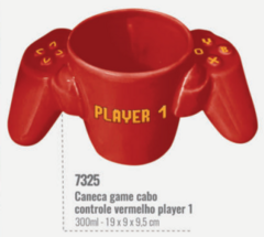 CANECA DECOR GAME CABO CONTROLE 300ML VERMELHO - PLAYER 1