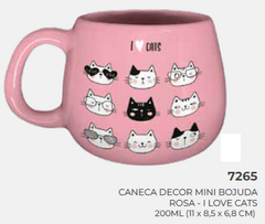 CANECA DECOR MINI BOJUDA 200ML (11 x 8,5 x 6,8 CM) ROSA - I LOVE CATS na internet