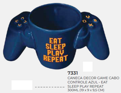 CANECA DECOR GAME CABO CONTROLE 300ML EAT SLEEP PLAY REPEAT