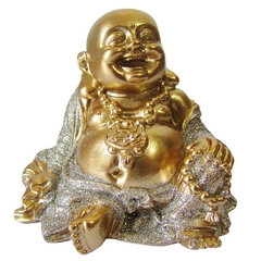 Buda sorridente da riqueza dourado 8cm na internet