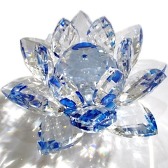 Flor de Lotus Cristal Brilhante Azul T50 13cm