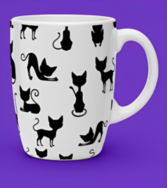 Caneca Animal Print Gatinhos Cats Silhueta 380ml - comprar online