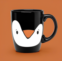 Caneca Porcelana Animais Face Pinguim 380ml - comprar online