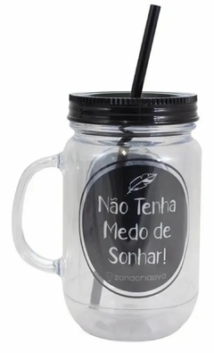 Caneca Com Tampa E Canudo 500ml Não Tenha Medo