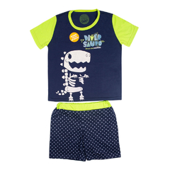 PIJAMA FOSFORESCENTE SHORT INFANTIL MASCULINO - DIVERSAURO DINOSSAURO