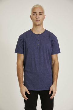 REMERA HENLEY AZUL - comprar online