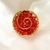 Anel Artesanal Redondo vermelho com espiral banhado a ouro 18k