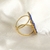 Anel Artesanal Quradrado azul banhado a ouro 18k - comprar online