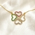 Colar de trevo em formato de coração com Zircônias coloridas Banhado em Ouro 18k