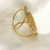 Anel Artesanal Redondo azul e branco com detalhe banhado a ouro 18k - comprar online