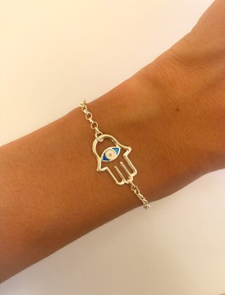 PULSEIRA HAMSÁ OLHO DE PRATA