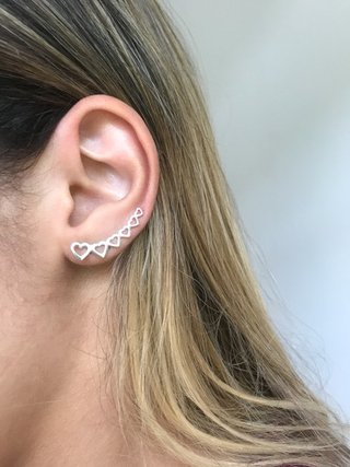 BRINCO EAR CUFF CORAÇÃO DE PRATA 925