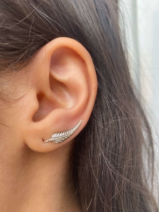 BRINCO EAR CUFF PENA DE PRATA 925