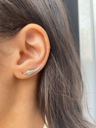 BRINCO EAR CUFF PENA DE PRATA 925