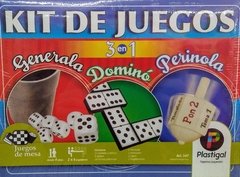 3 en 1 generala, dominó y perinola