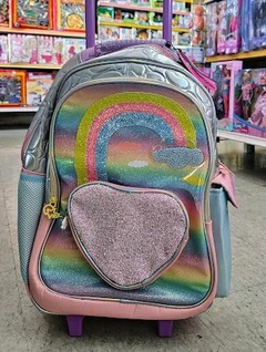 Mochila Rainbow glitter 18" con carro