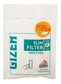 GIZEH FILTROS SLIM MENTHOL 6mm (bolsa x 120) - Tabaqueria Bocanada